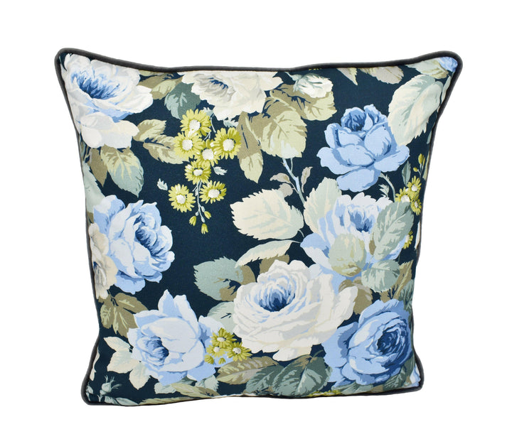 Sanderson - Chelsea - Forest / Indigo - Contrast Piped Cushion Cover Throw Pillow Designer Home Décor.