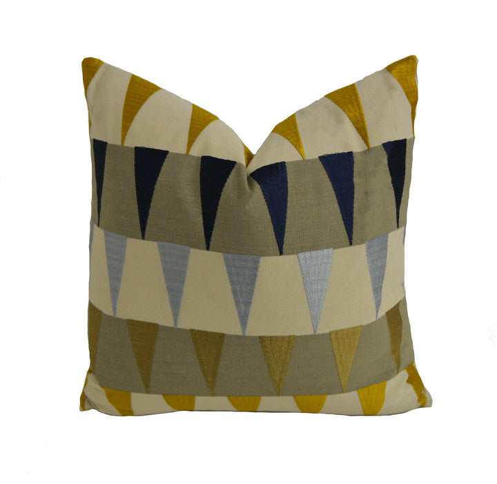 Harlequin - Azul - Navy / Sky / Gold - Cute Geometric Cushion Cover Throw Pillow Designer Home Decor.