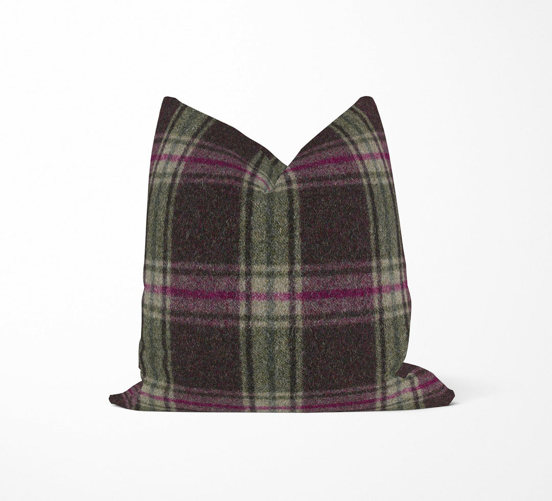 Abraham Moon - Arncliffe - Mystic Topaz -  100% Wool Cushion Cover - Designer Plaid Pillow Cover - Handmade Custom Abraham Moon Pillow.