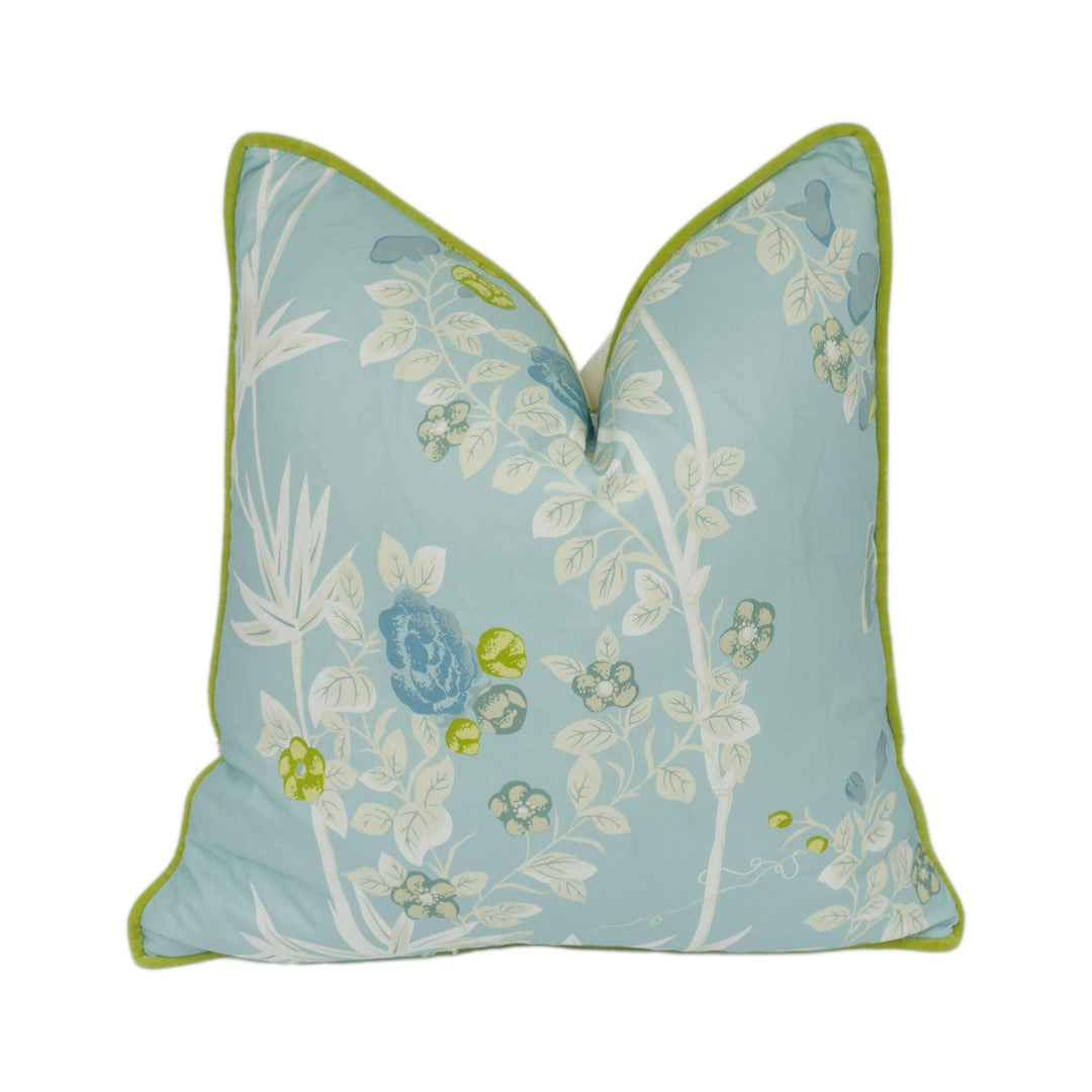 Scalamandre - Jardin De Chine - Ciel - Grand Floral Chinoiserie Designer Cushion Cover - Handmade Throw Pillow - Luxury Home Decor.