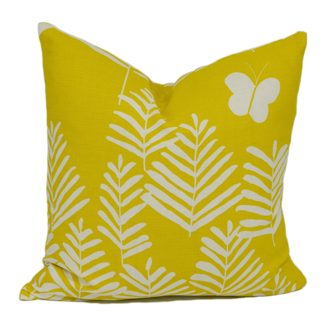 Vera Neumann for Schumacher - Fern Silhouette - Yellow - Graphic Botanical Designer Cushion Cover - Handmade Throw Pillow - Luxury Home.
