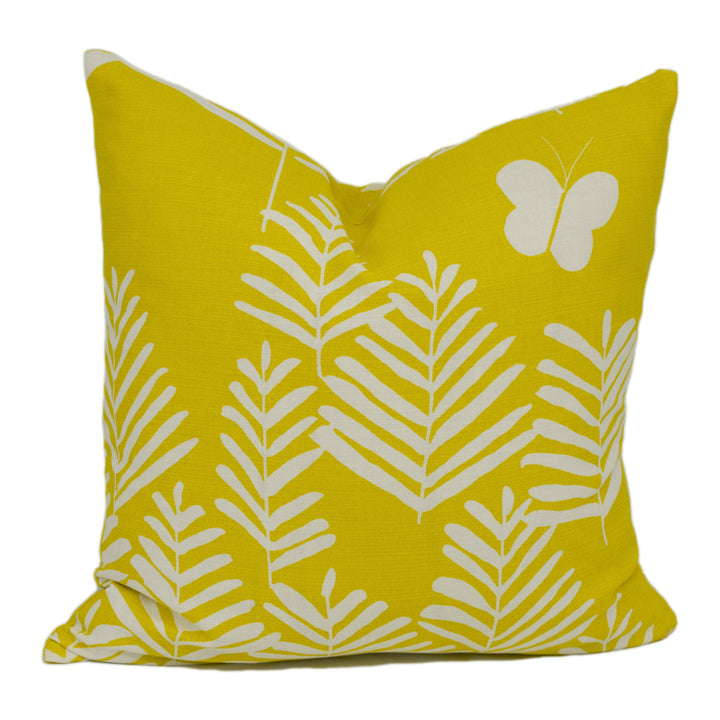 Vera Neumann for Schumacher - Fern Silhouette - Yellow - Graphic Botanical Designer Cushion Cover - Handmade Throw Pillow - Luxury Home.