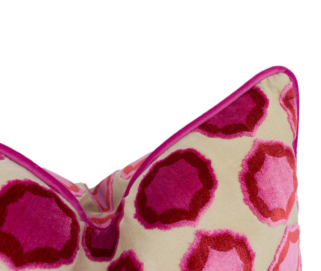 Manuel Canovas - Tiana - Rose / Orange -  Glamorous Designer Cut Velvet Cushion Cover - Handmade Throw Pillow - Designer Home Décor.