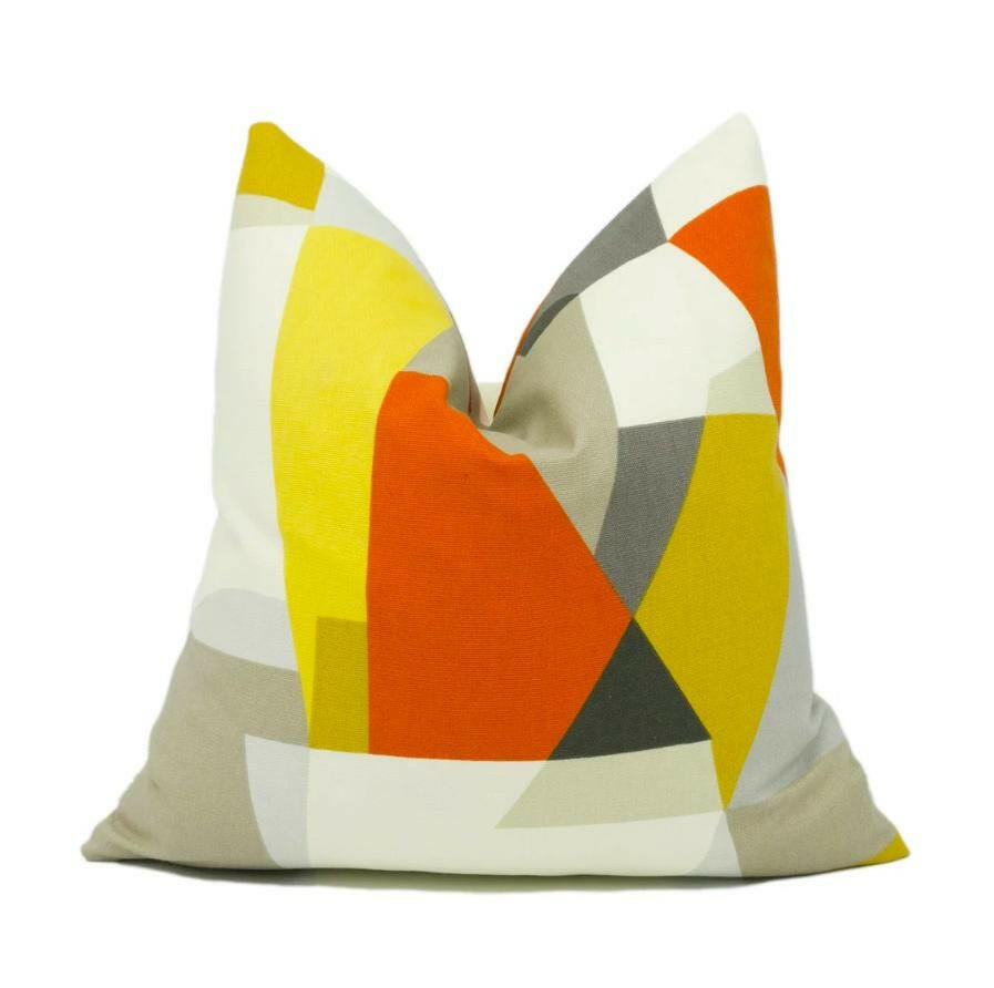 Scion - Pucci - Stone / Chilli / Glow - Warm Funky Scandi Geometric Designer Cushion Cover - Luxury Throw Pillow - Handmade Home Decor.