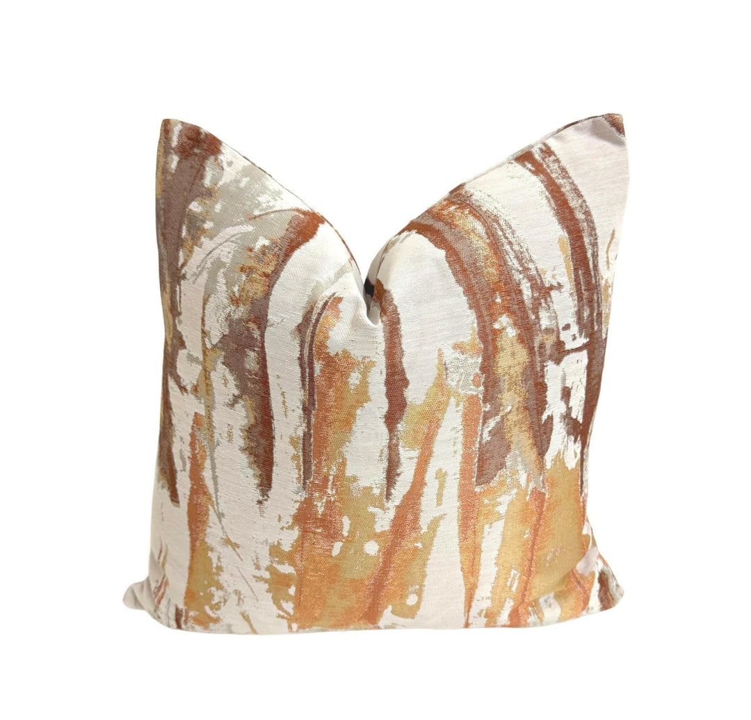 Harlequin - Eco Takara - Baked Terracotta / Rust - Modern Shibori Weave Ink Splash Designer Cushion Cover - Luxury Throw Pillow.