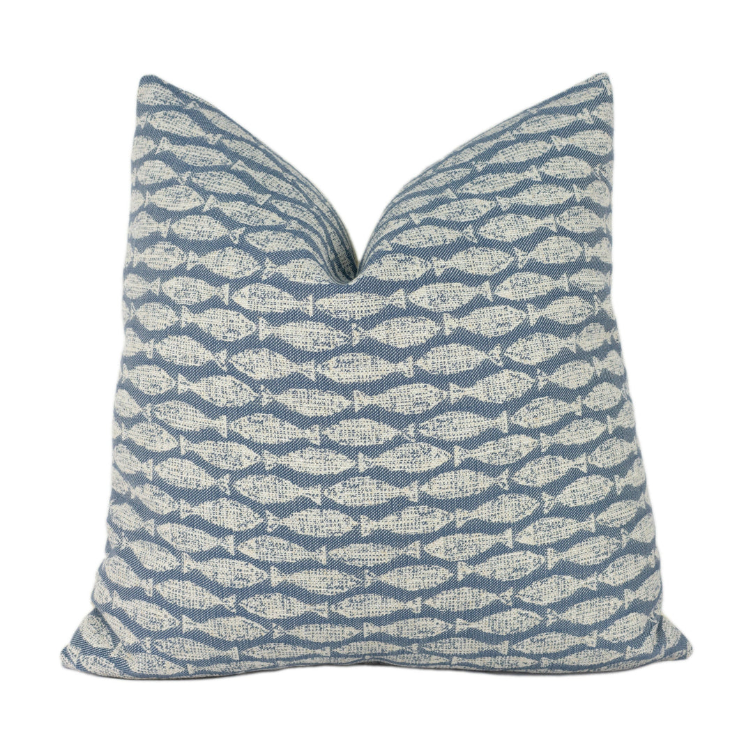 Scion - Samaki - Indigo - Playful Textured Fish Cushion Cover - Handmade Throw Pillow - Designer Pillow Cover Home Decor.