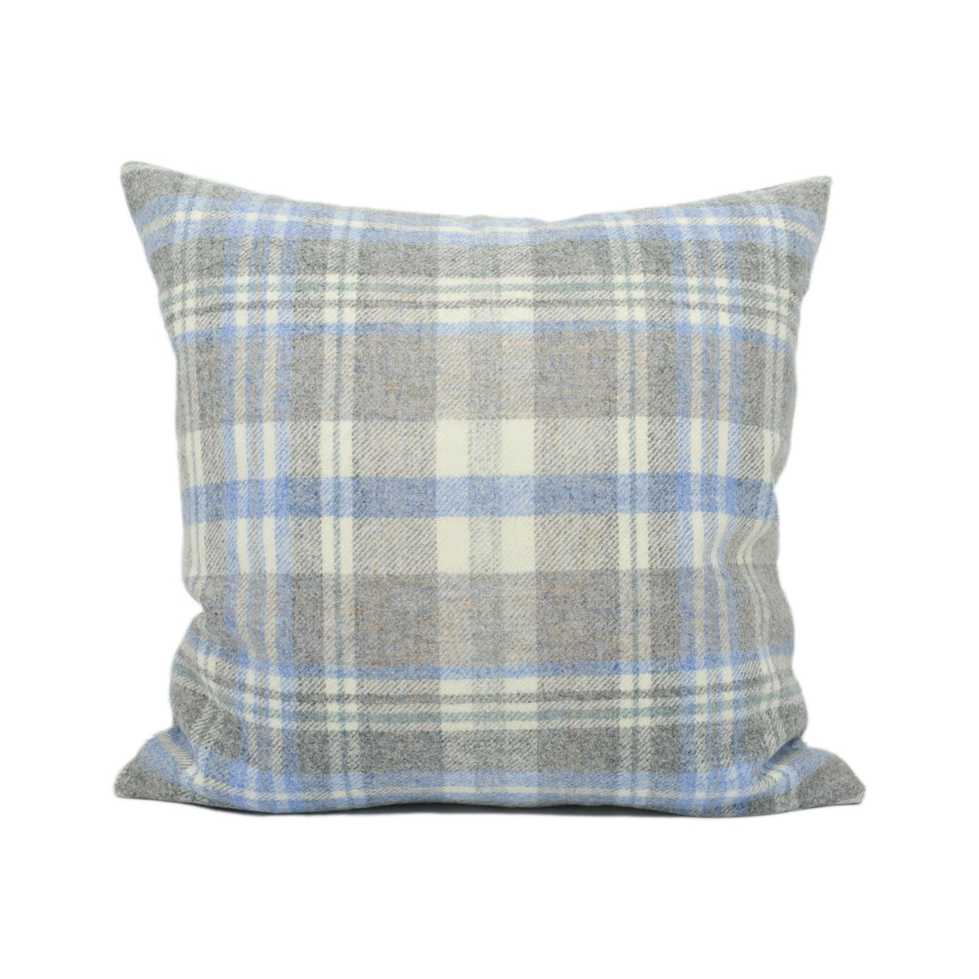 Abraham Moon - Glen Coe - Sky - 100% Wool Cushion Cover - Designer Plaid Pillow Cover - Handmade Custom Abraham Moon Pillow.