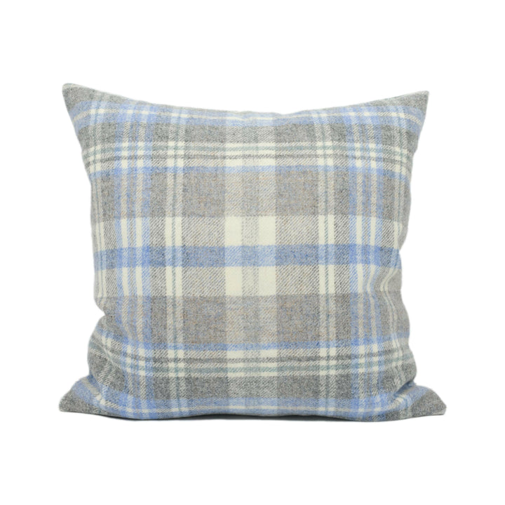 Abraham Moon - Glen Coe - Sky - 100% Wool Cushion Cover - Designer Plaid Pillow Cover - Handmade Custom Abraham Moon Pillow.