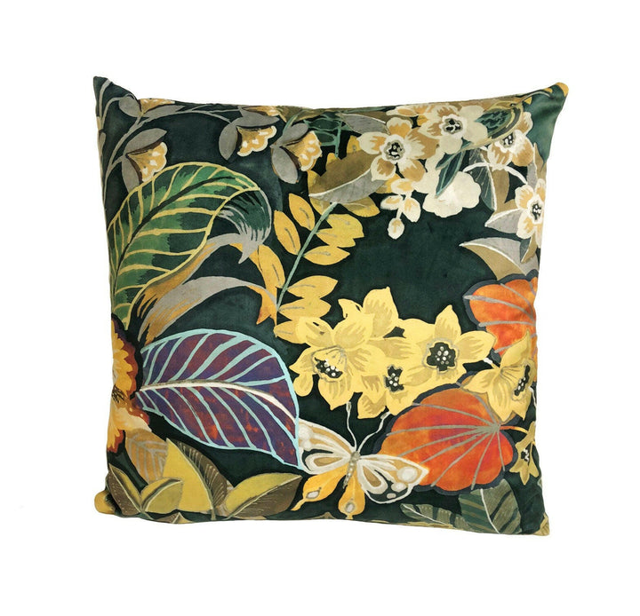 Prestigious - Hidden Paradise - Emerald - Tropical Maximalist Velvet Cushion Cover - Handmade Throw Pillow Designer Home Decor.