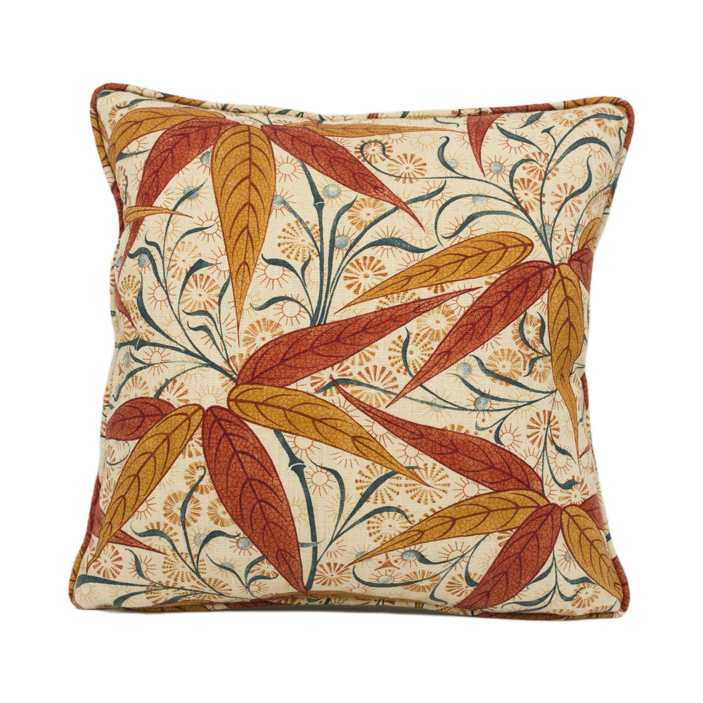 William Morris - Bamboo - Russet / Siena - Colourful Autumnal Floral Plant Cushion Cover - Handmade Throw Pillow - Designer Home Décor.