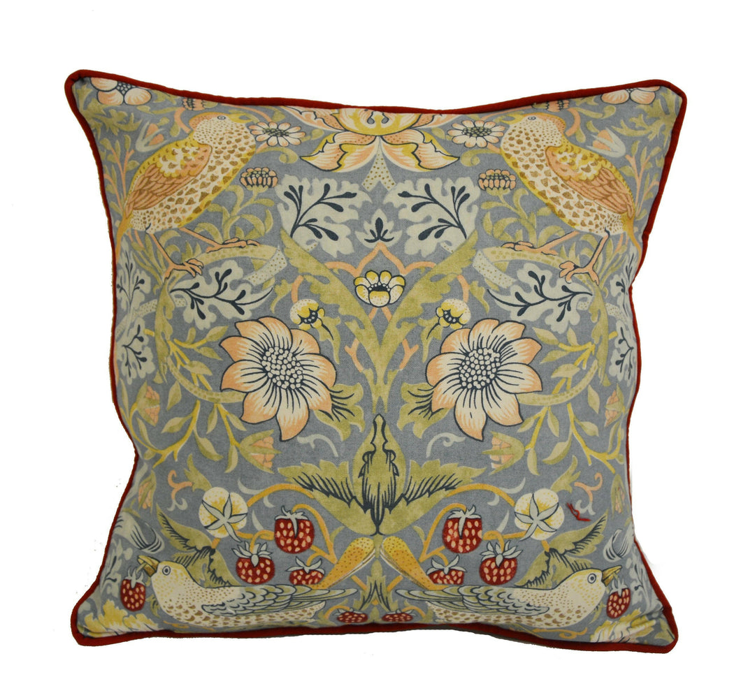 William Morris - Strawberry Thief - Slate / Vellum - Stunning Iconic Classic Designer Cushion Cover - Handmade Home Decor - Luxury Throw.