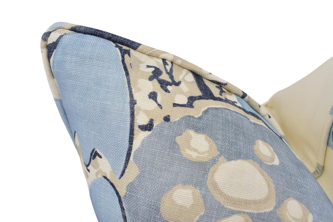 Anna French x Thibaut - Laura - Citrus and Blue - Bold Vintage Retro Floral Designer Cushion Cover - Luxury Throw Pillow - Handmade Home.