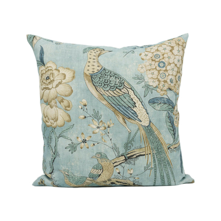 Anna French x Thibaut - Villeneuve - Aqua - Antique Avant Garde Bird Designer Cushion Cover - Luxury Throw Pillow - Handmade Home Decor.