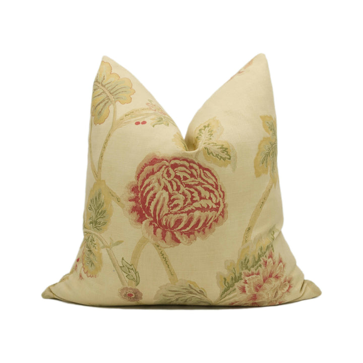 Colefax and Fowler - Berwick - Red / Green - Vintage Inspired Trailing Floral Cushion Cover - Handmade Throw Pillow - Designer Home Décor.