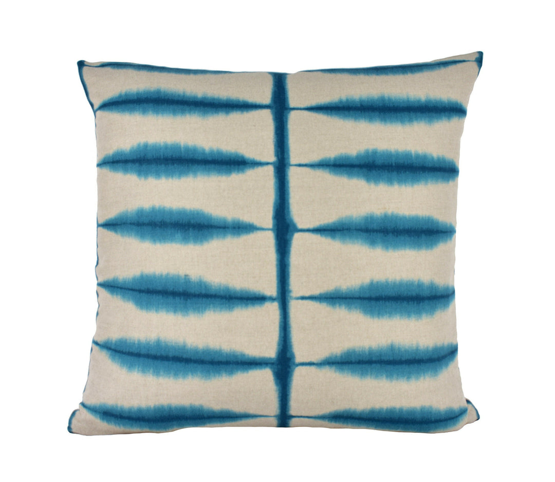 Scion - Shibori - Teal / Linen - Ancient Japanese Shibori Technique Cushion Cover - Handmade Throw Pillow Designer Home Decor.