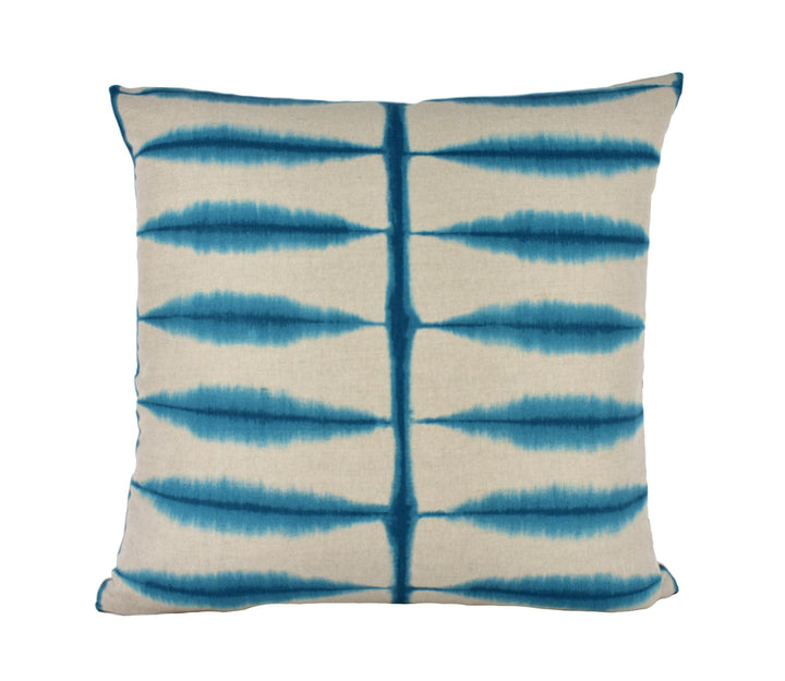 Scion - Shibori - Teal / Linen - Ancient Japanese Shibori Technique Cushion Cover - Handmade Throw Pillow Designer Home Decor.