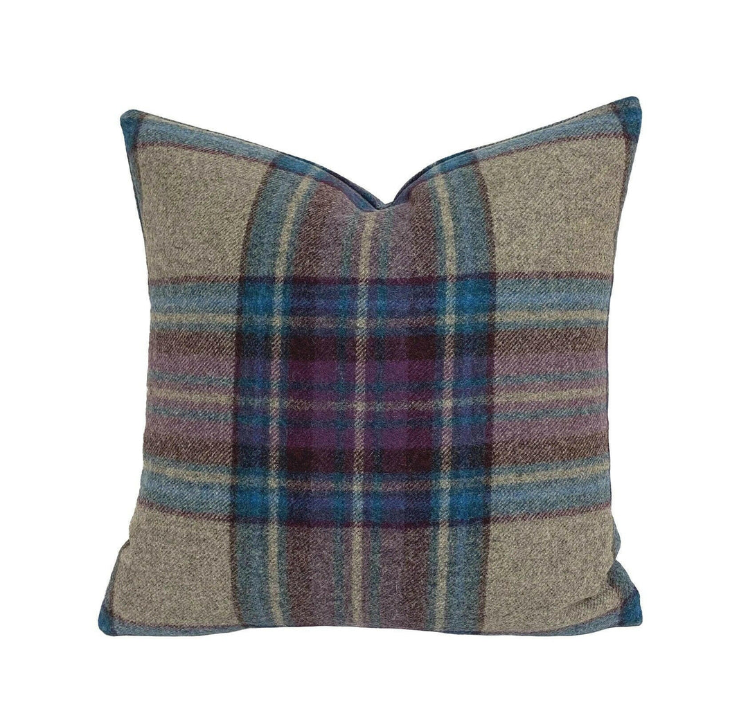 Abraham Moon - Conistone - Iolite - 100% Wool Cushion Cover - Designer Plaid Pillow Cover - Handmade Custom Abraham Moon Pillow.