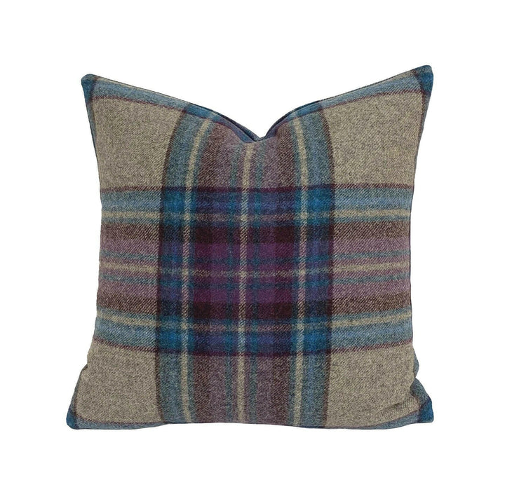 Abraham Moon - Conistone - Iolite - 100% Wool Cushion Cover - Designer Plaid Pillow Cover - Handmade Custom Abraham Moon Pillow.