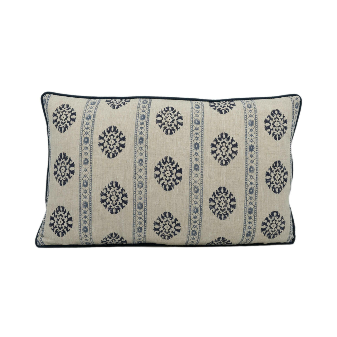 GP & J Baker - Alma - Indigo / Blue - Indian Inspired Striped Cushion Cover - Handmade Throw Pillow - Designer Home Décor.