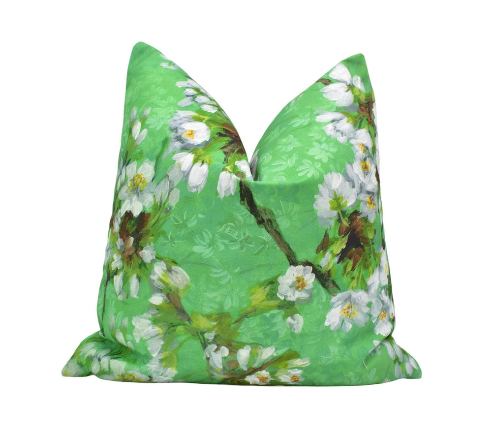 Designers Guild - Fleur D'assam - Emerald - Painterly Tree Blossom Cushion Cover - Green Floral Pillow Cover - Custom Spring Throw Pillow.