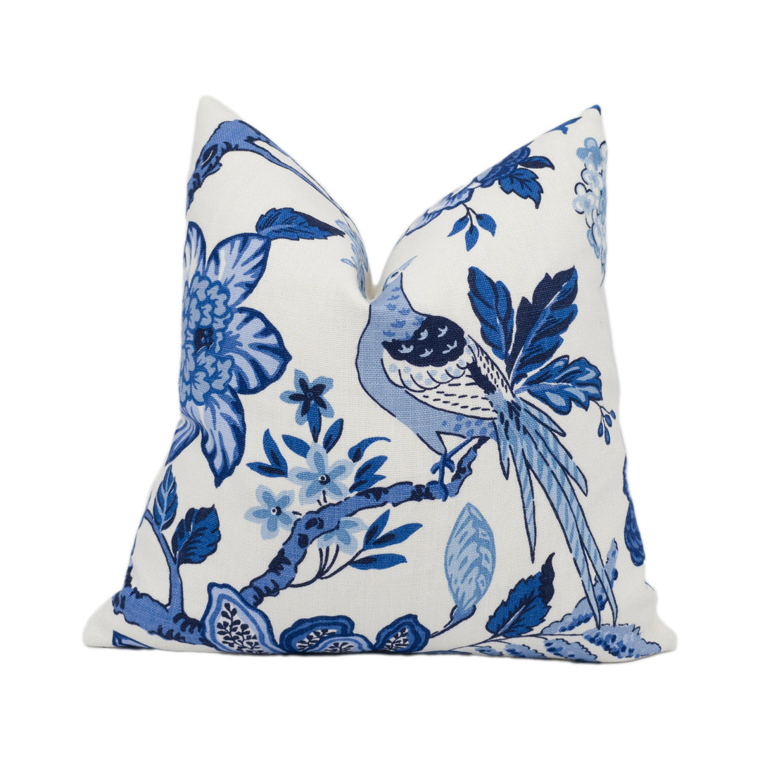 Schumacher - Huntington Gardens - Bleu Marine - Stunning Tree Of Life Designer Cushion Cover - Handmade Throw Pillow - Luxury Home Decor.