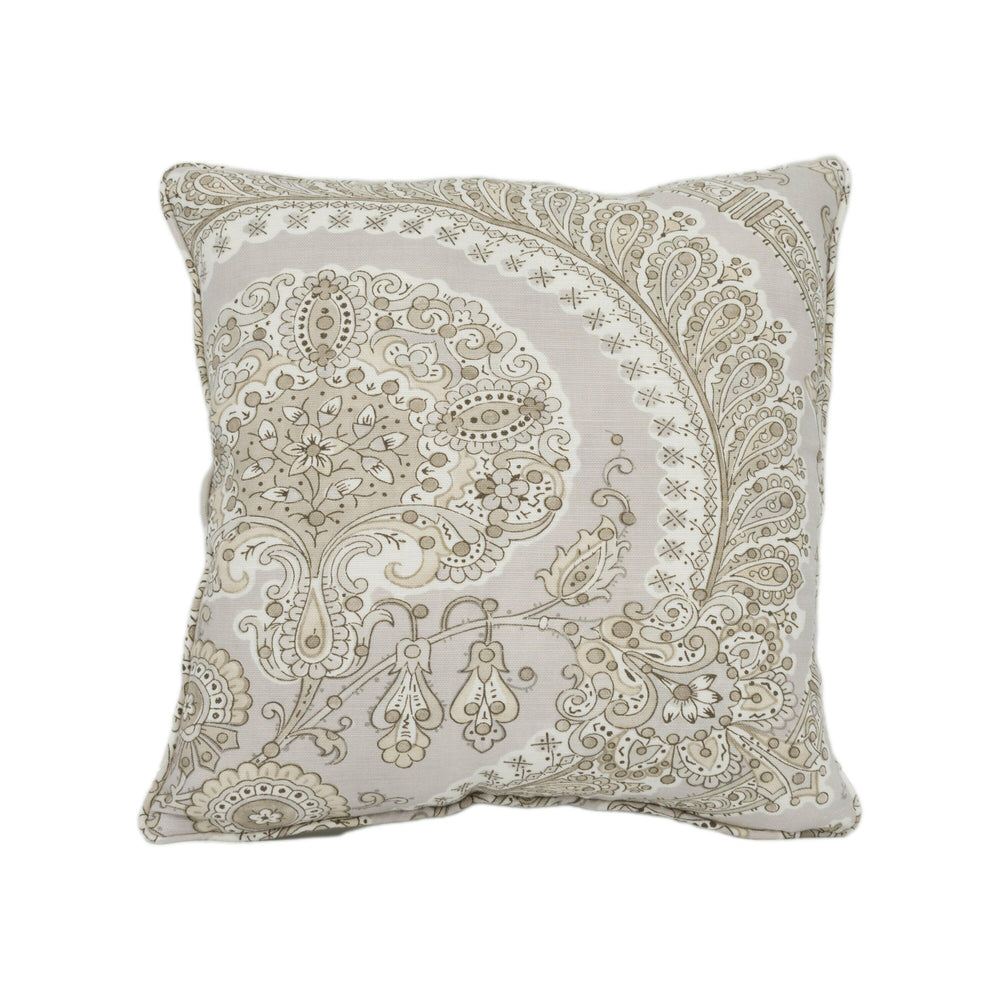 Nina Campbell - Les Indiennes - Grey - Self Piped Paisley Inspired Ogee Print Cushion Cover - Handmade Throw Pillow Designer Home Décor.
