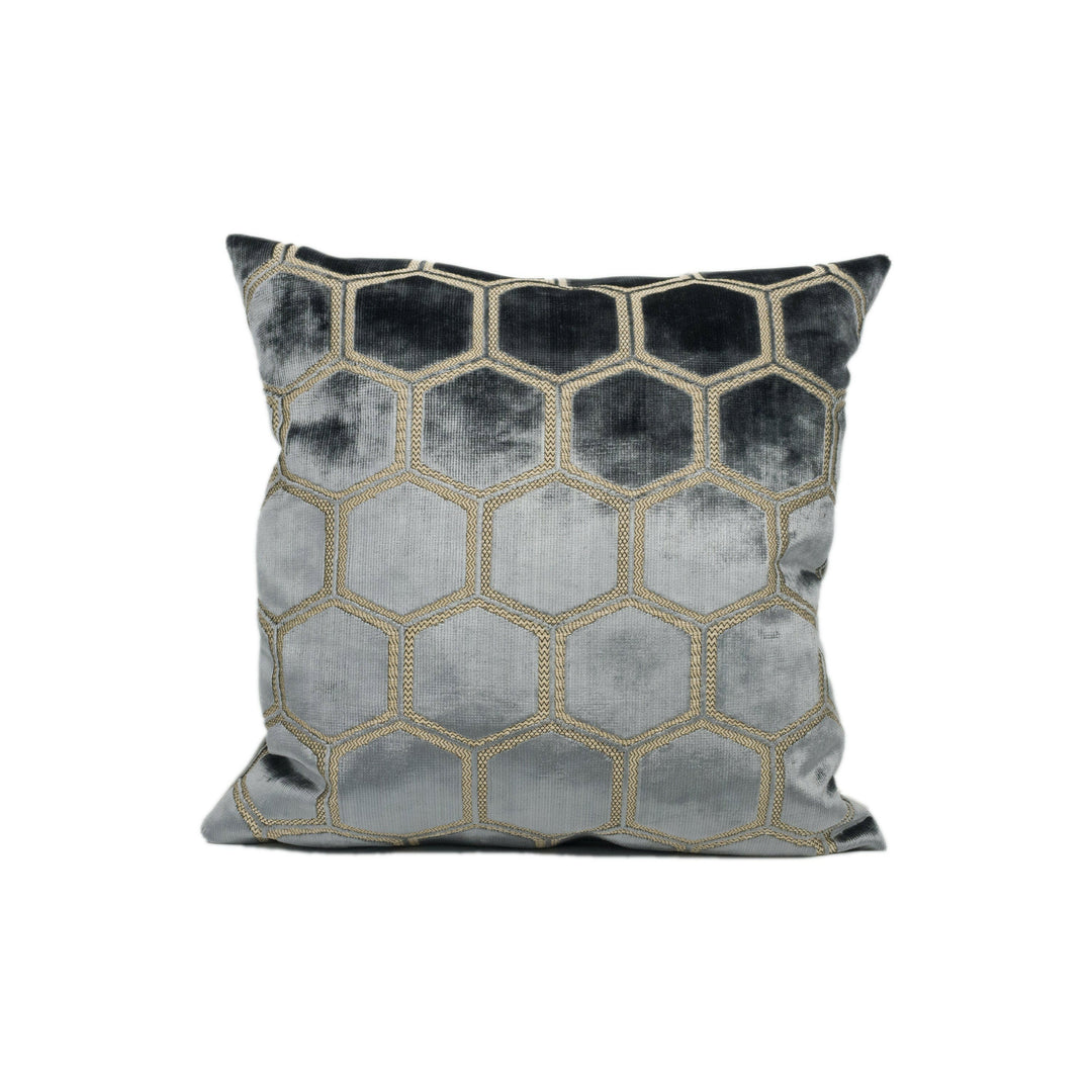 Designers Guild - Manipur - Silver - Luxury Cut Velvet Hexagon Honeycomb Cushion Cover Throw Pillow Designer Home Décor.