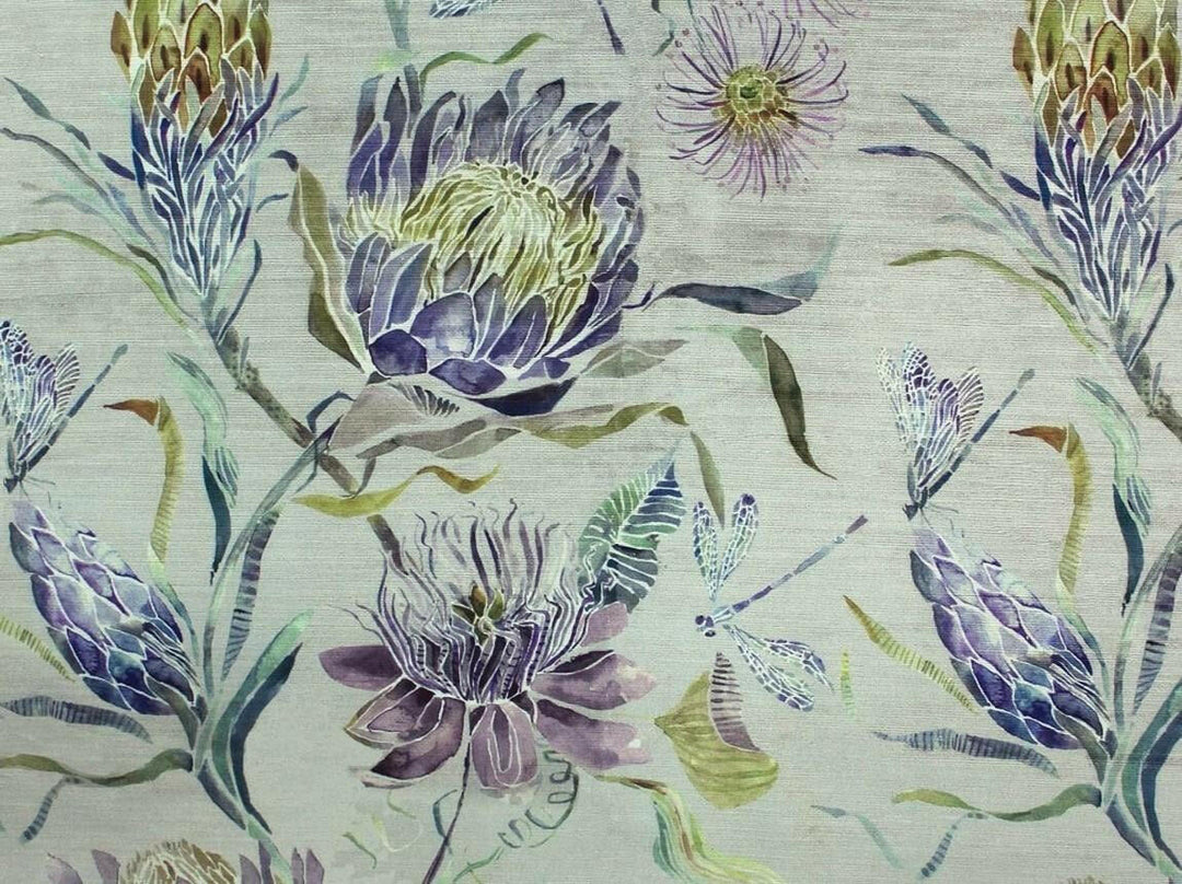 Voyage - Moorehaven Velvet - Periwinkle - Stunning Thistle & Dragonfly Velvet Cushion Cover - Handmade Throw Pillow Designer Home Decor.