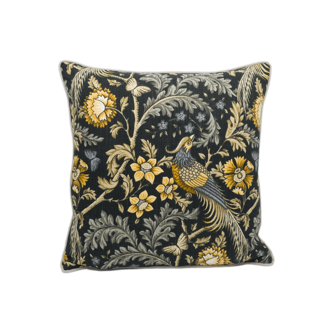 ILiv - Oakmere - Saffron - Bold Bird Striking Traditional Floral Designer Cushion Cover - Luxury Throw Pillow - Handmade Home Decor.