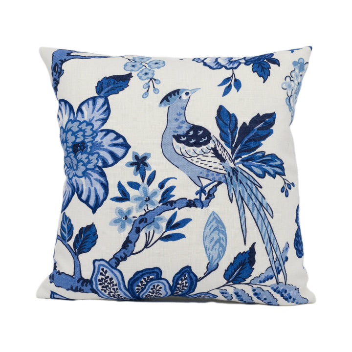 Schumacher - Huntington Gardens - Bleu Marine - Stunning Tree Of Life Designer Cushion Cover - Handmade Throw Pillow - Luxury Home Decor.