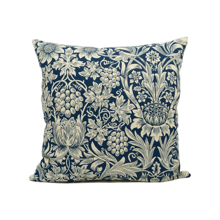William Morris - Cotswold Sunflower - Indigo - Stunning British Heritage Floral Cushion Cover - Handmade Throw Pillow - Designer Home Décor.