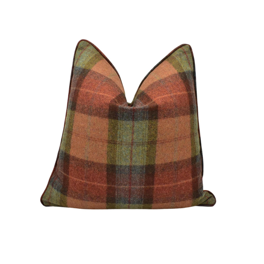 Abraham Moon - Skye - Burnt Orange -  100% Wool Cushion Cover - Designer Plaid Pillow Cover - Handmade Custom Abraham Moon Pillow.