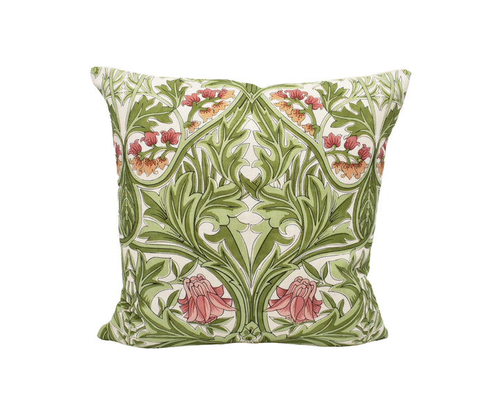 Morris &amp; Co Bluebell Leaf Green Sweet Briar Cushion Cover – William Morris Floral Pillow