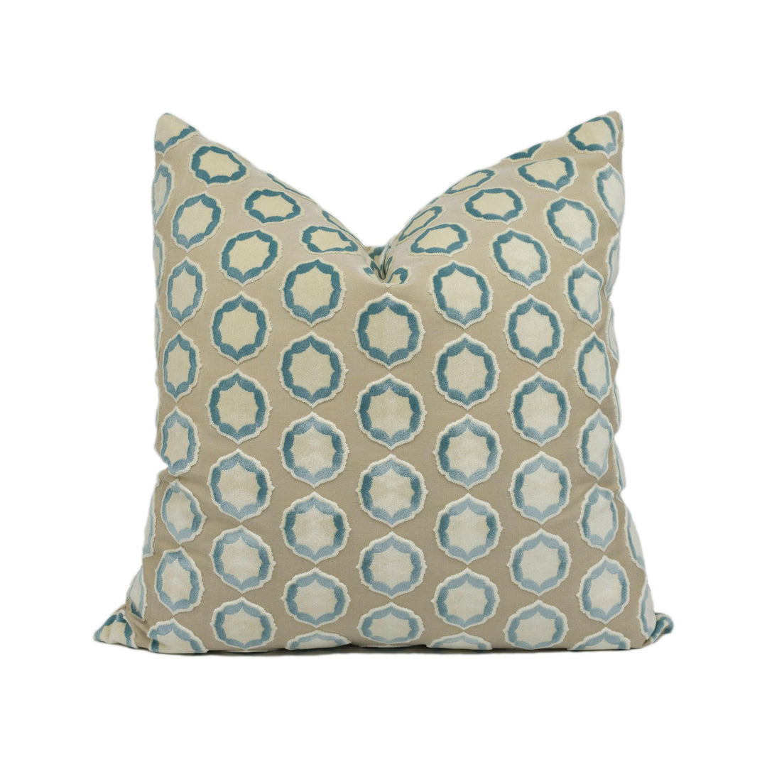 Manuel Canovas - Tiana - Ciel / Ivoire -  Glamorous Polka Dot Designer Cut Velvet Cushion Cover - Luxury Throw Pillow - Handmade Home Decor.