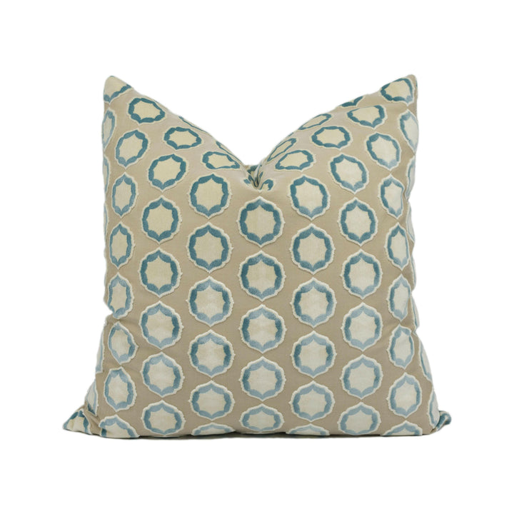 Manuel Canovas - Tiana - Ciel / Ivoire -  Glamorous Polka Dot Designer Cut Velvet Cushion Cover - Luxury Throw Pillow - Handmade Home Decor.