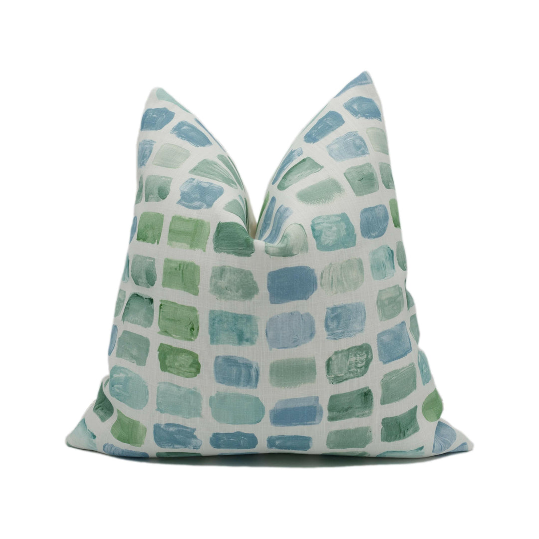 Schumacher - Mary McDonald - Palette - Seaglass - Unique Watercolour Geometric Cushion Cover - Handmade Throw Pillow - Designer Home Décor.