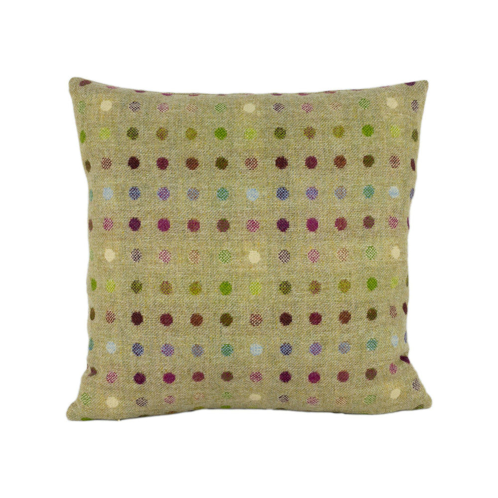 Abraham Moon - Multispot - Lime - 100% Wool Cushion Cover - Designer Plaid Pillow Cover - Handmade Custom Abraham Moon Pillow.