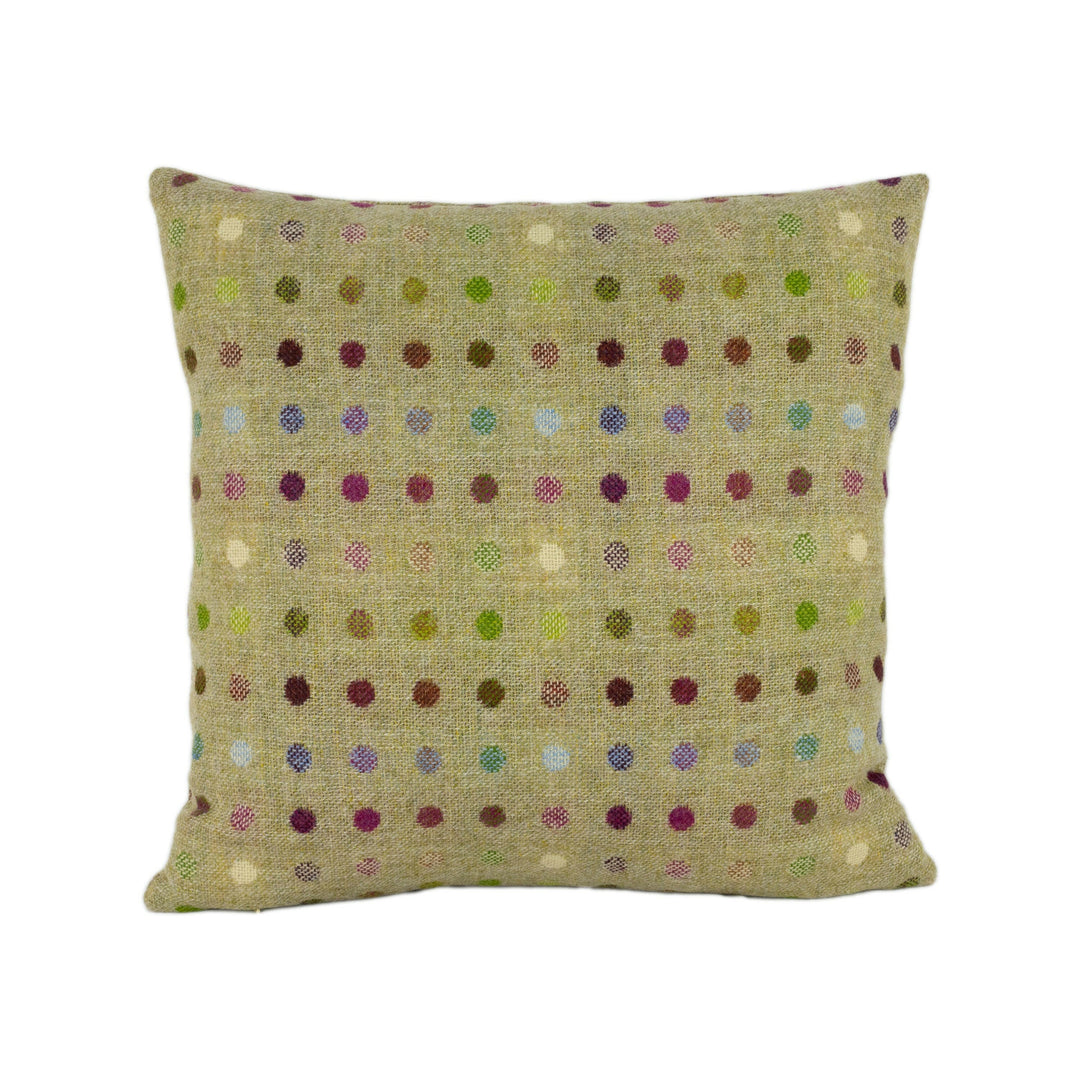 Abraham Moon - Multispot - Lime - 100% Wool Cushion Cover - Designer Plaid Pillow Cover - Handmade Custom Abraham Moon Pillow.