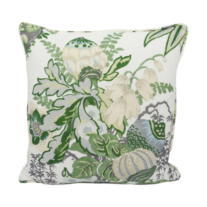Anna French x Thibaut - Fairbanks - Savoy Collection - Green and White - Stunning Floral Cushion Cover - Handmade Pillow Throw Luxury Home.