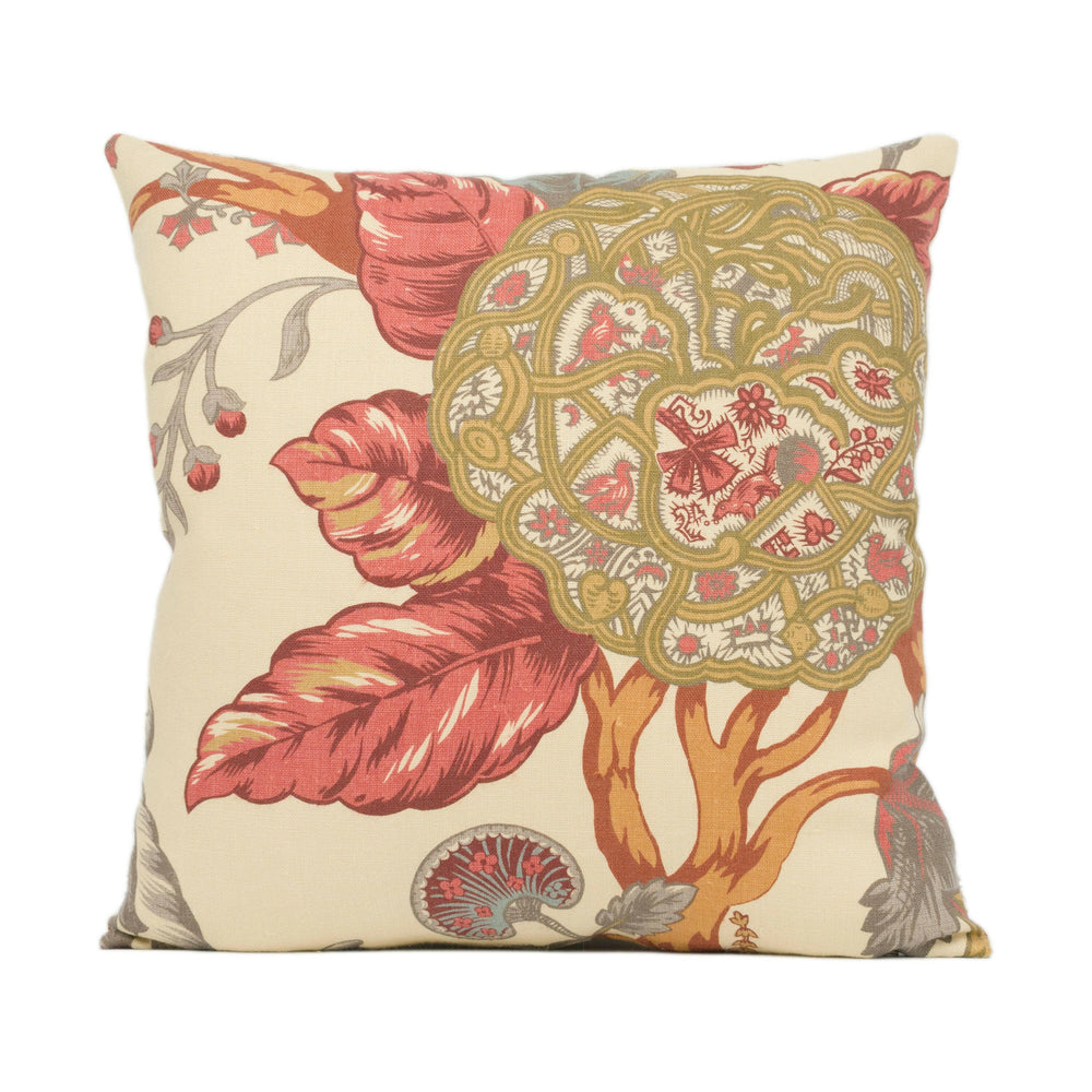 Schumacher - Mandalay Tree - Document - Classic Floral Vine Cushion Cover - Handmade Throw Pillow - Designer Home Décor.