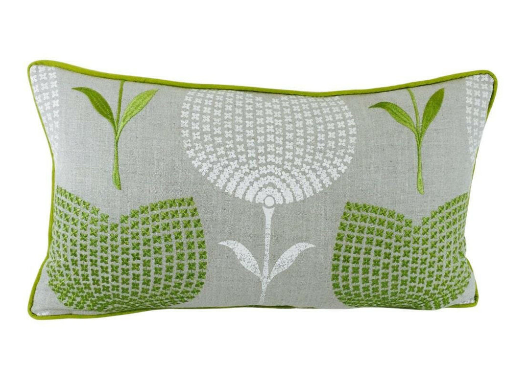 Harlequin - Lolita - Apple / Linen - Fresh Embroidered Cushion Cover Handmade Throw Pillow Designer Home Decor.