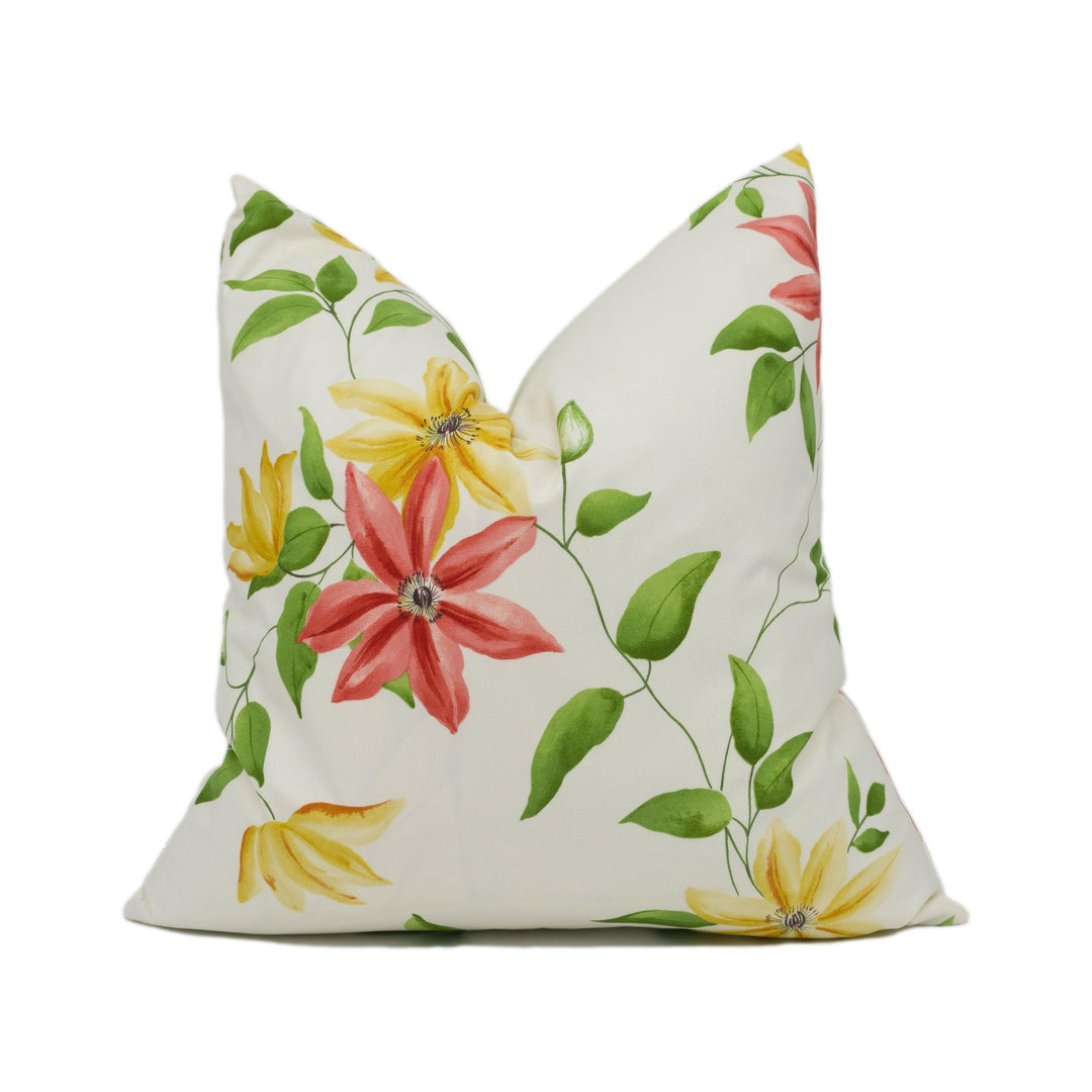 Sanderson - Wisley - Strawberry / Cream - Watercolour Trailing Floral Clematis Cushion Cover - Handmade Throw Pillow - Designer Home Décor.