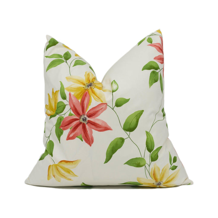 Sanderson - Wisley - Strawberry / Cream - Watercolour Trailing Floral Clematis Cushion Cover - Handmade Throw Pillow - Designer Home Décor.
