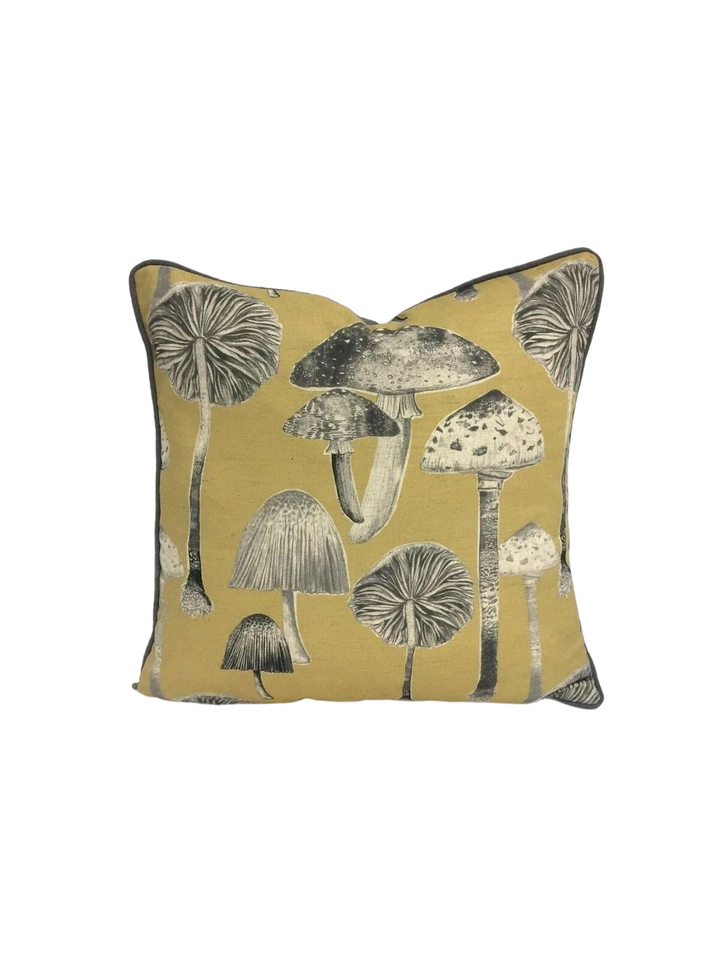 Voyage Decoration - Toadstools  - Corn - Funky Illustrated Mushroom Cushion Cover - Handmade Throw Pillow Designer Home Decor.