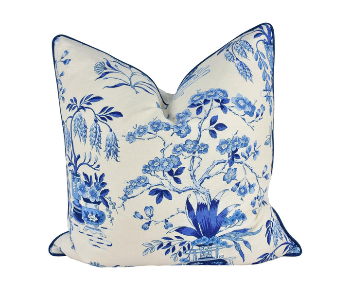 Schumacher - Ming Vase - Porcelain - Traditional Chinese Chinoiserie Designer Cushion Cover - Handmade Throw Pillow Designer Home Decor.