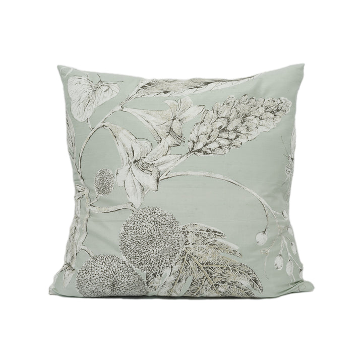 Harlequin - Amborella Silk -  Seaglass - Stunning 100% Silk Botanical Cushion Cover Throw Pillow Designer Home Décor