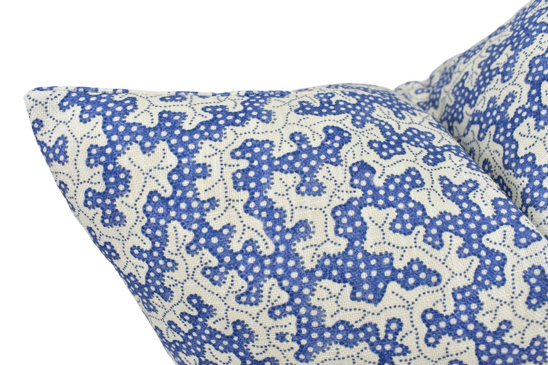 Sanderson - Truffle - Indigo - Interesting Small Scale Dotted Mushroom Designer Cushion Cover - Handmade Throw Pillow - Luxury Home Decor.