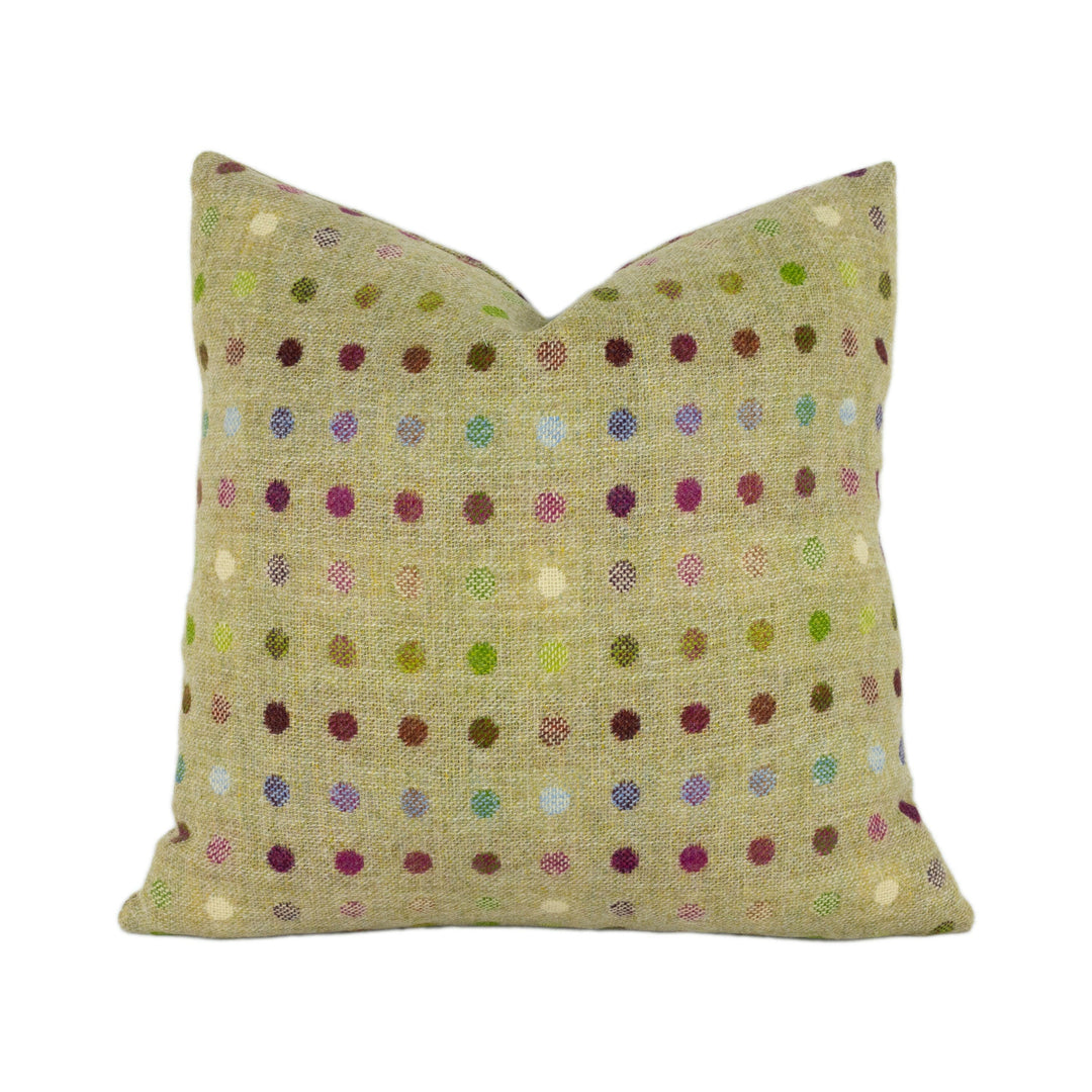 Abraham Moon - Multispot - Lime - 100% Wool Cushion Cover - Designer Plaid Pillow Cover - Handmade Custom Abraham Moon Pillow.