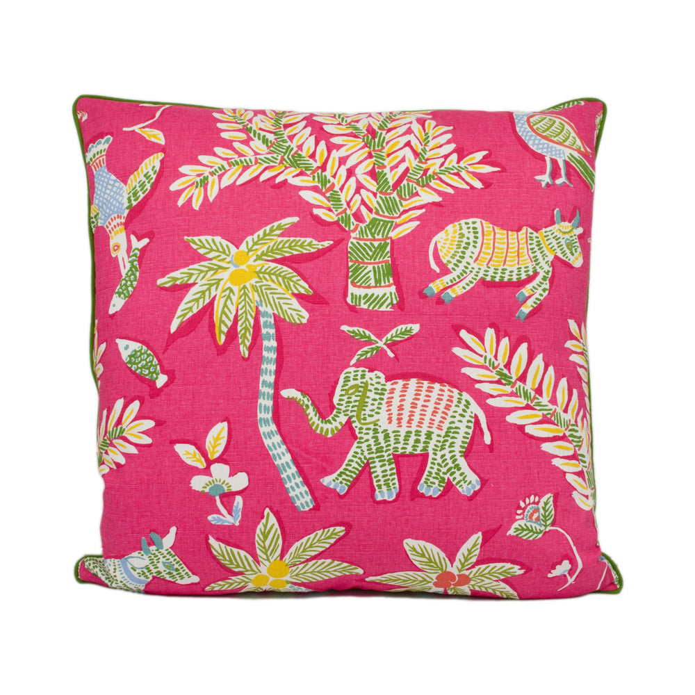 Thibaut - Goa - Pink - Primitive Cave Drawing Inspired Designer Cushion Cover - Luxury Home Decor - Handmade Home Decor.