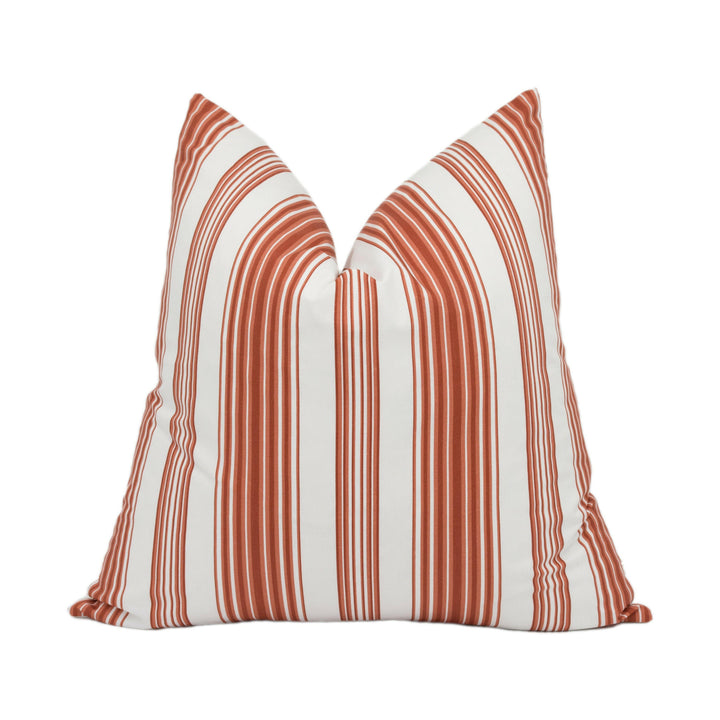 Soane Britain - Trianon Stripe - Sorolla Red - Classic Atmospheric French Stripe Designer Cushion Cover - Luxury Throw Pillow - Handmade.
